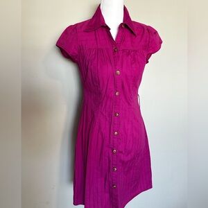 🩷 Magenta Charm: Button-Down Shirt Dress (No Belt) 🩷